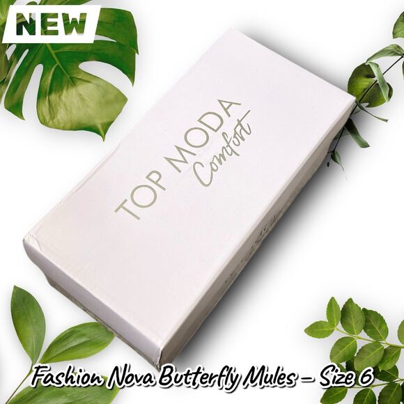 New in Box Fashion Nova Kenley Butterfly Rhinestone Mules – Black | Size 6 - Picture 6 of 7